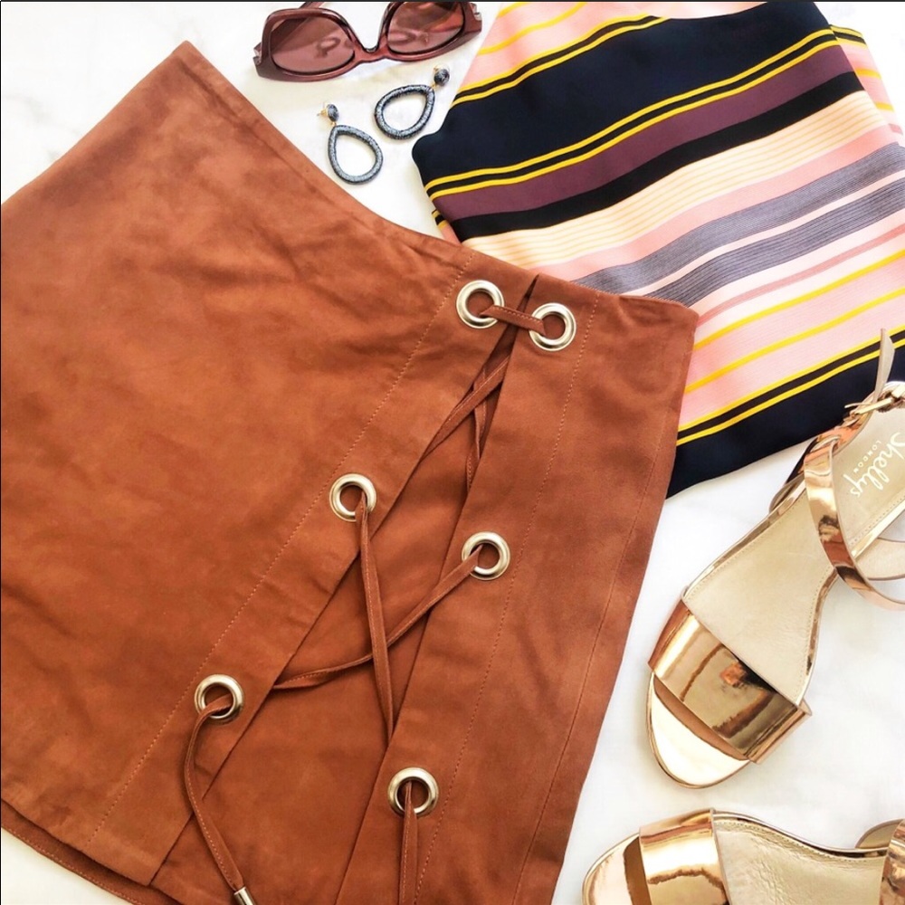 LaMarque Terra-cotta Suede Leather Skirt